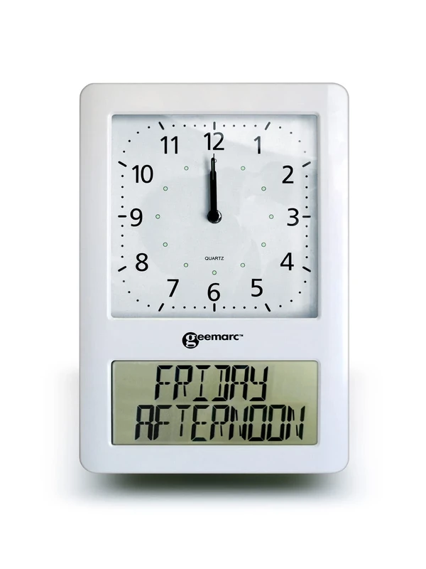 Geemarc Viso50 - Easy-to-read and Self-setting Calendar Day Clock with Analogue and Digital Display - Ideal for People Living with Dementia or Alzheimer's - Battery Operated - UK Version