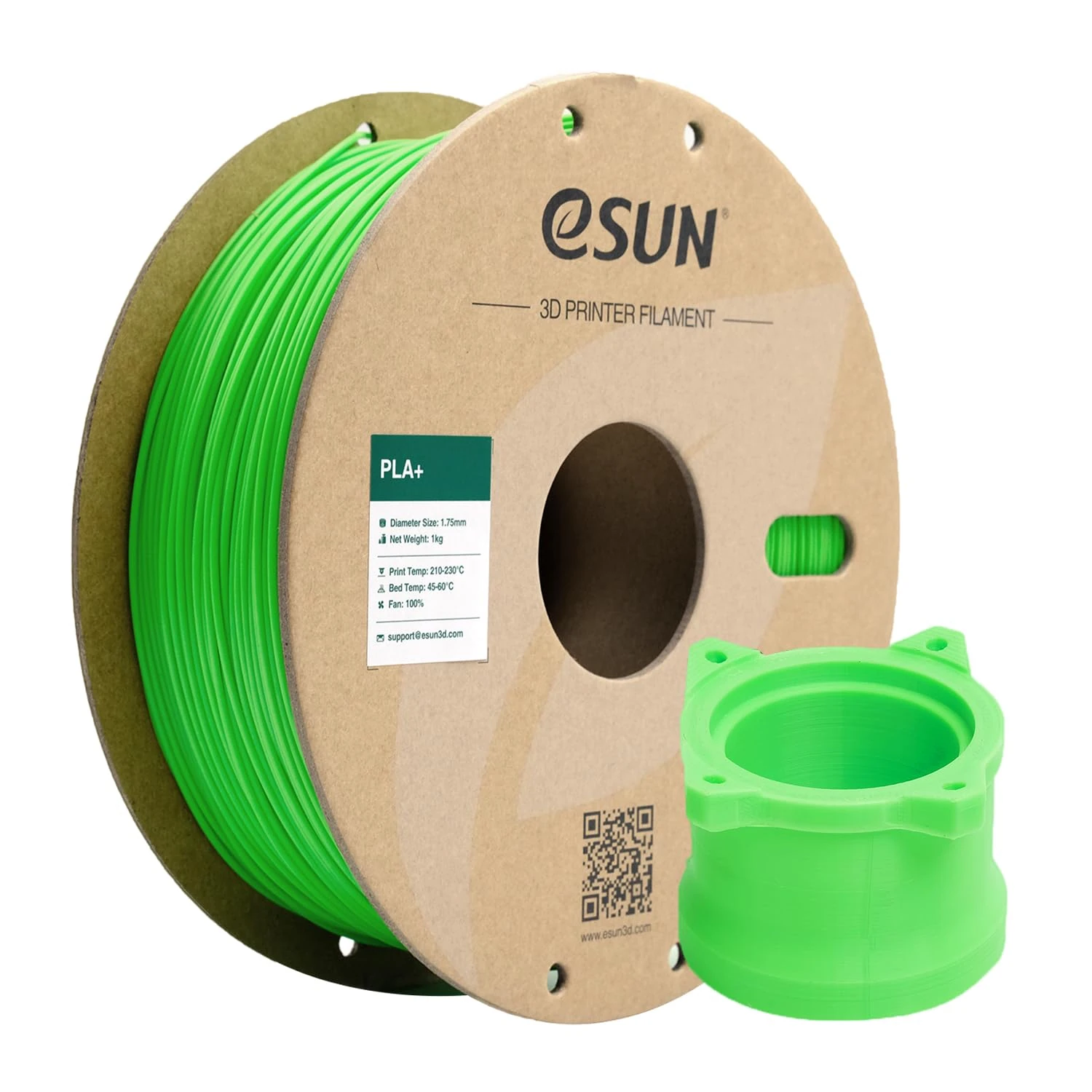 eSUN PLA+ Filament 1.75mm, Enhanced Toughness 3D Printer Filament PLA Plus, Dimensional Accuracy +/- 0.03mm, 1KG Spool (2.2 LBS) 3D Printing Filament for 3D Printers, Peak Green