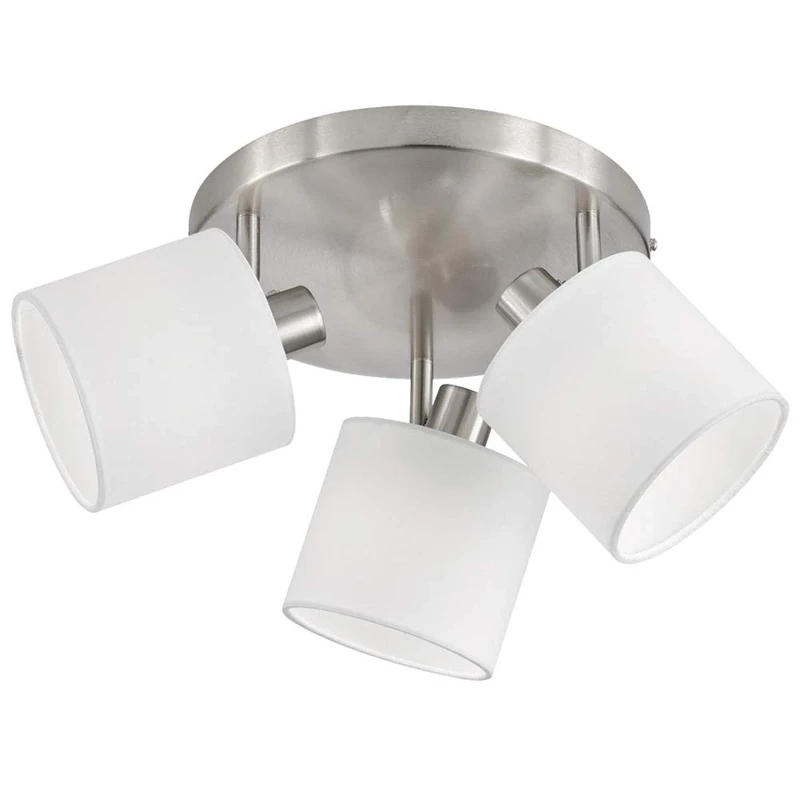 Reality Leuchten Tommy R80333901 Spotlight Bar Matte Nickel Fabric Shade White