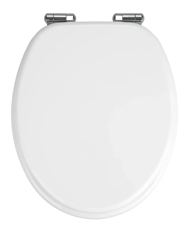 WENKO Urbino Toilet Seat with Fall Brake | Toilet Seat with Stainless Steel Attachment | Hygienic Surface and Easy Care | MDF | 36 x 42.5 cm | White