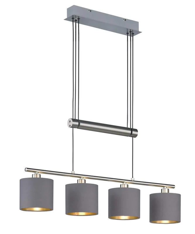 Trio Leuchten Garda JoJo 305400441 Pendant Light Metal Matte Nickel E14 Fabric Shade Taupe/Gold