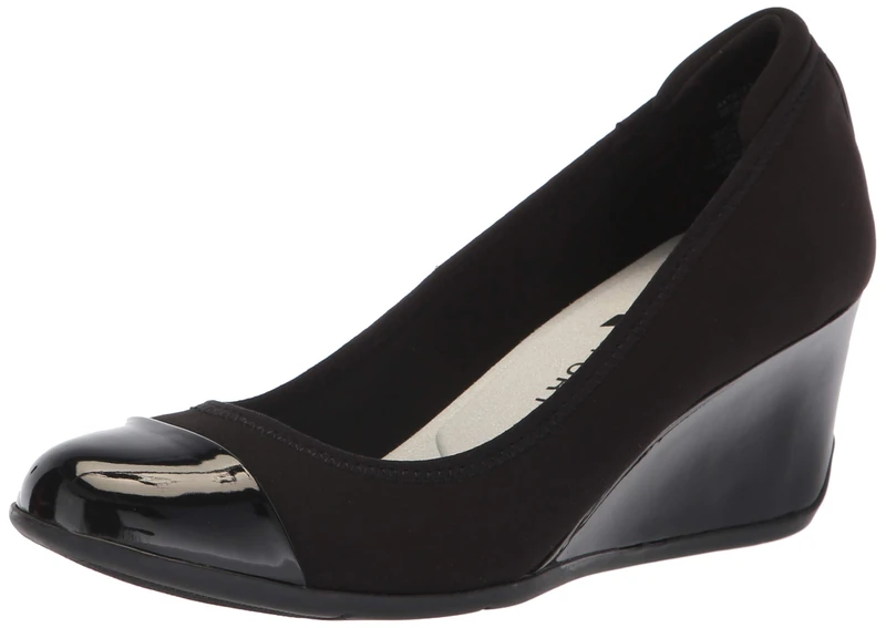 Anne Klein Women's Taite Wedge Pump, Black, 3.5 UK