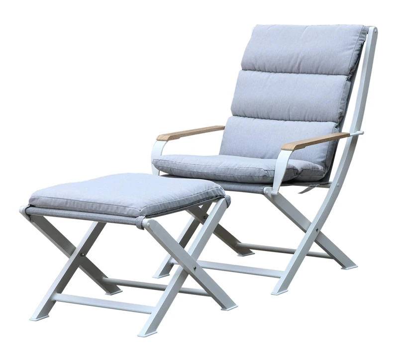Westfield Outdoors Westfield Outdoors Amber Lounge Chair and Footstool with Padded Cushions - Lightweight, yet Robust Frame Supports up to 120kg Garden Furniture Set - Anthracite/ Grey, L