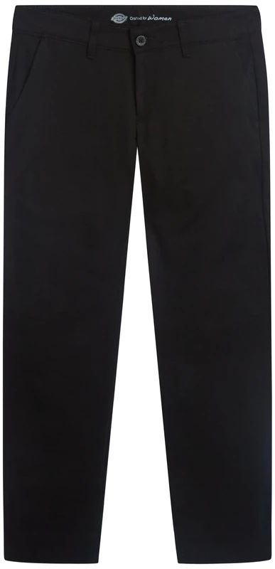 Dickies Women's Straight Flex Twill Pant Khakis, Rinsed Black, 4 32