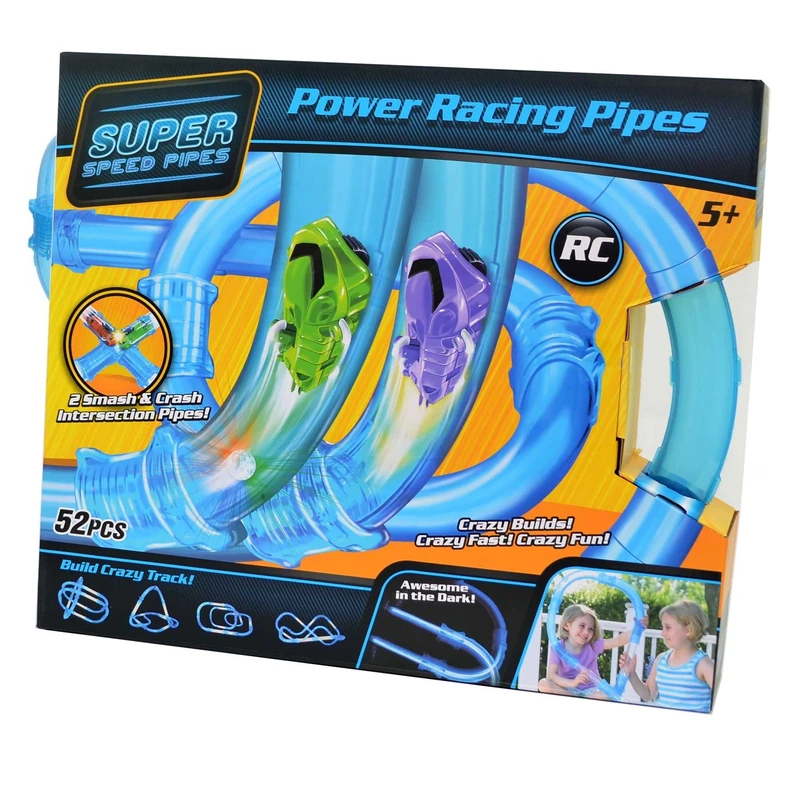 Power Pipes Remote Controlled RC Race Cars Dual Barrel Kids Children Birthday Toy, Multicolour, 52pcs