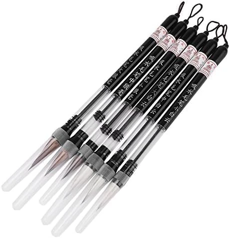 6 Pcs/Set Water Brush Pen, Piston Water Color Brush Chinese Japanese Calligraphy Pen for Beginner Painting Reusable Brush Drawing Pen Art Supplies