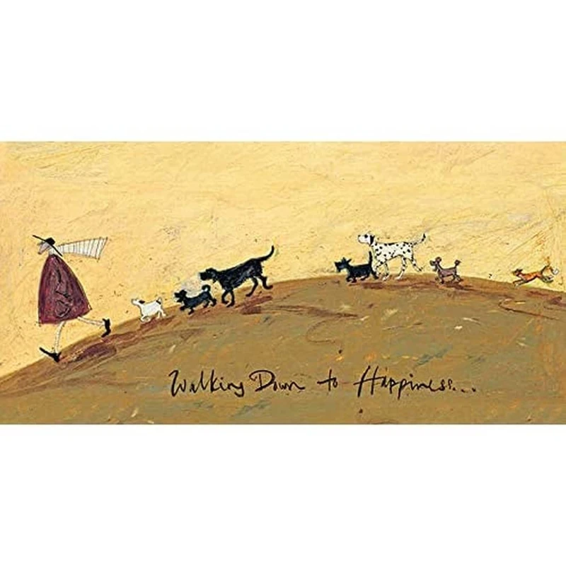 Sam Toft WDC91096 (Walking Down To Happiness Canvas Print, Multi Coloured, 30 x 60cm
