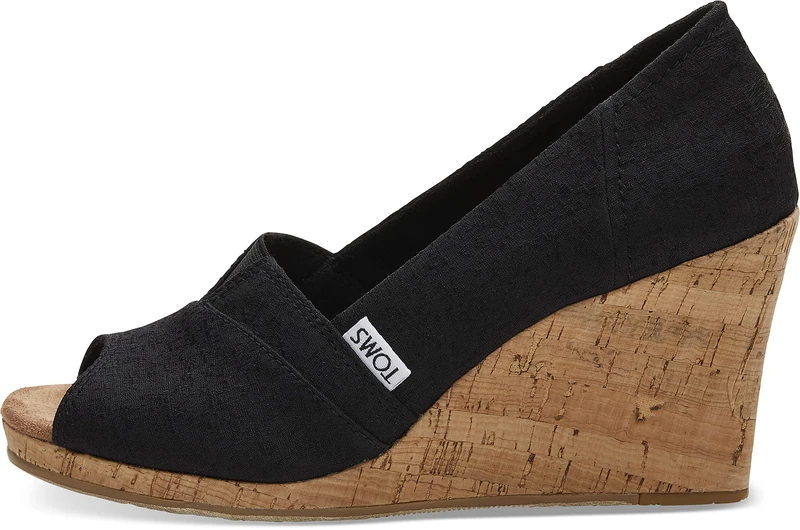 TOMS Women's Classic Wedge Sandal, Black, 8 UK