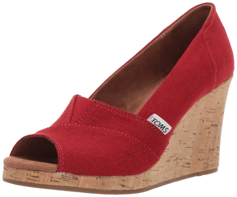 TOMS Women's Classic Wedge Sandal, Red, 8 UK