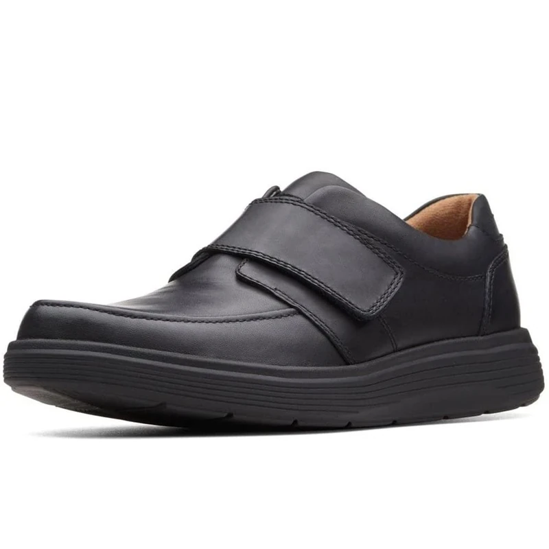 Clarks Men's Un Abode Strap Loafers, Black Black Leather, 13 UK