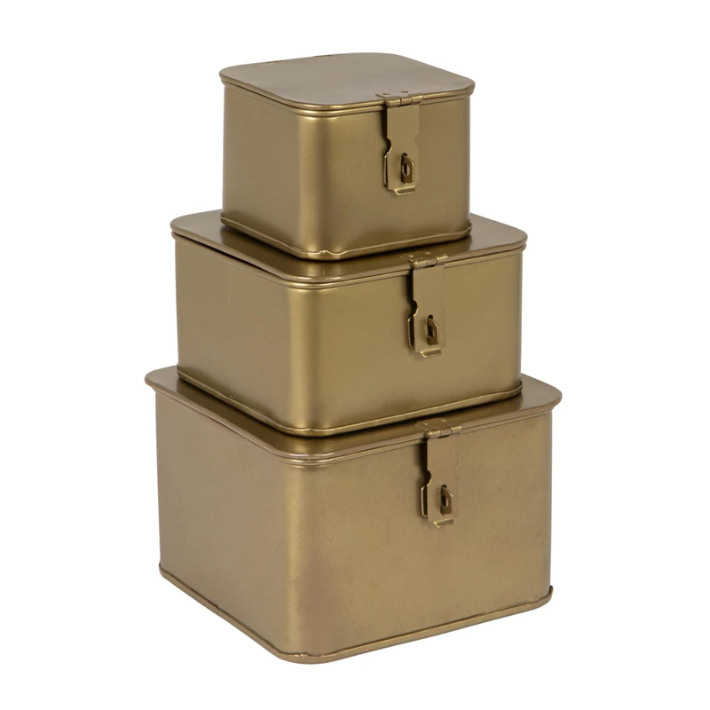 Creative Co-op Decorative Boxes, Iron, Gold, 6 "