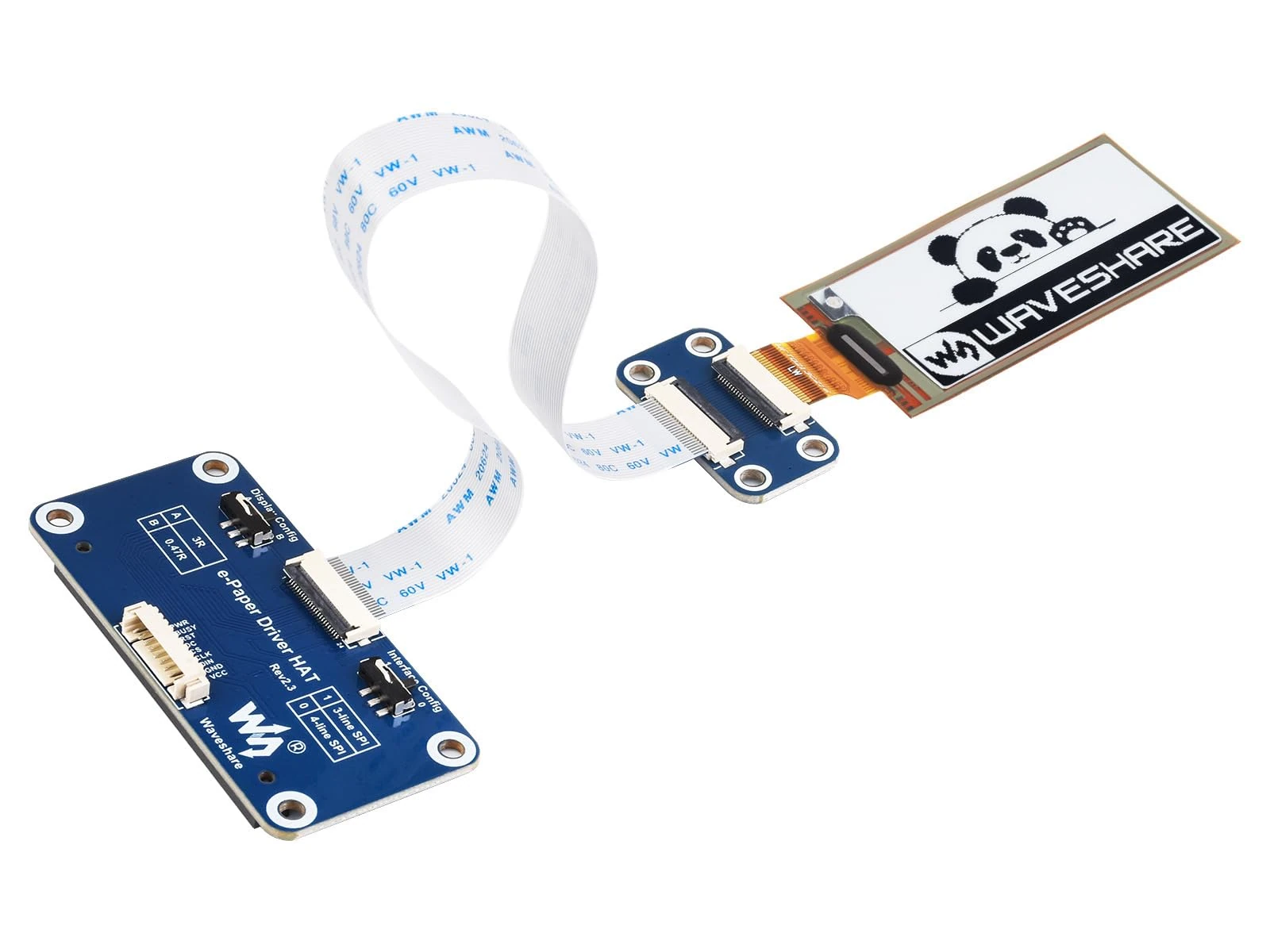 Waveshare 2.13inch Flexible E-Ink Display HAT for Raspberry Pi black/white Dual-color 212x104 Resolution E-paper SPI Interface Embedded Controller Partial Refresh.