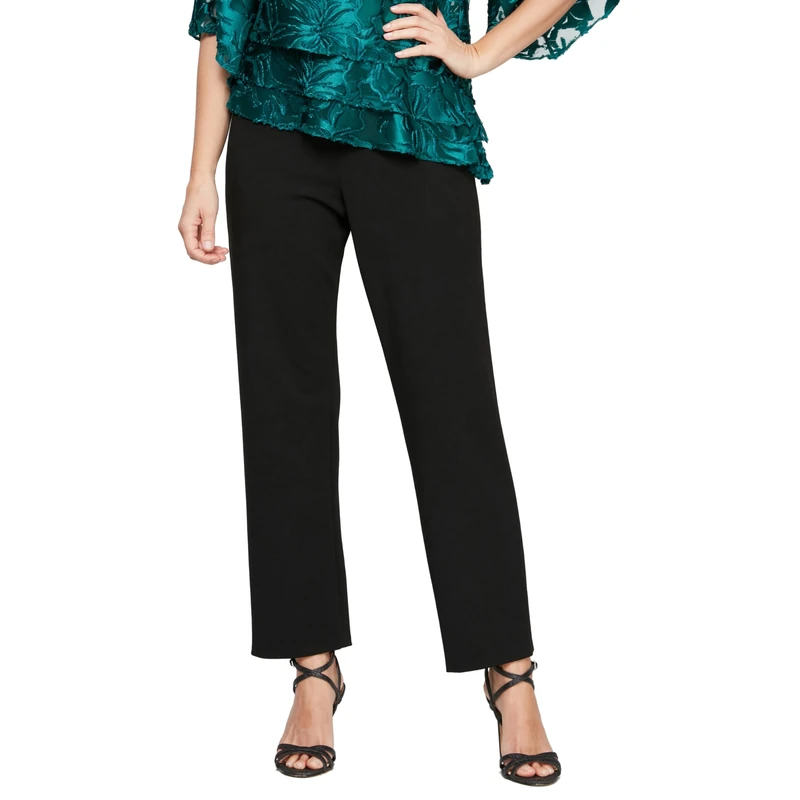 Alex Evenings Women's Straight Leg Dress Pant (Petite Regular Plus Sizes), Black, 2X
