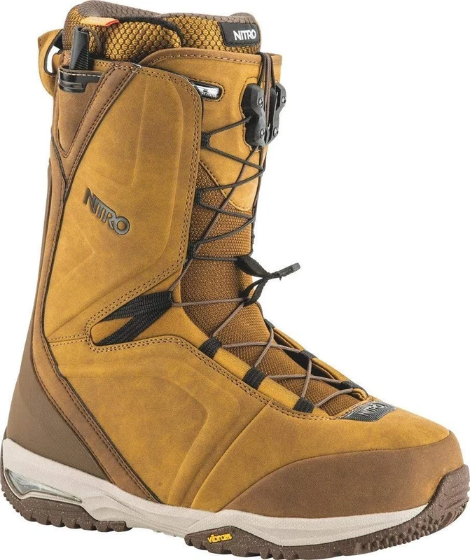 Nitro Snowboards Men's Team TLS '19 Premium Snowboard Boots, Snowboard Boot with Quick Lacing System, Highend Freestyle Freeride Carving Softboot Boots, Two Tone Brown, 33.0