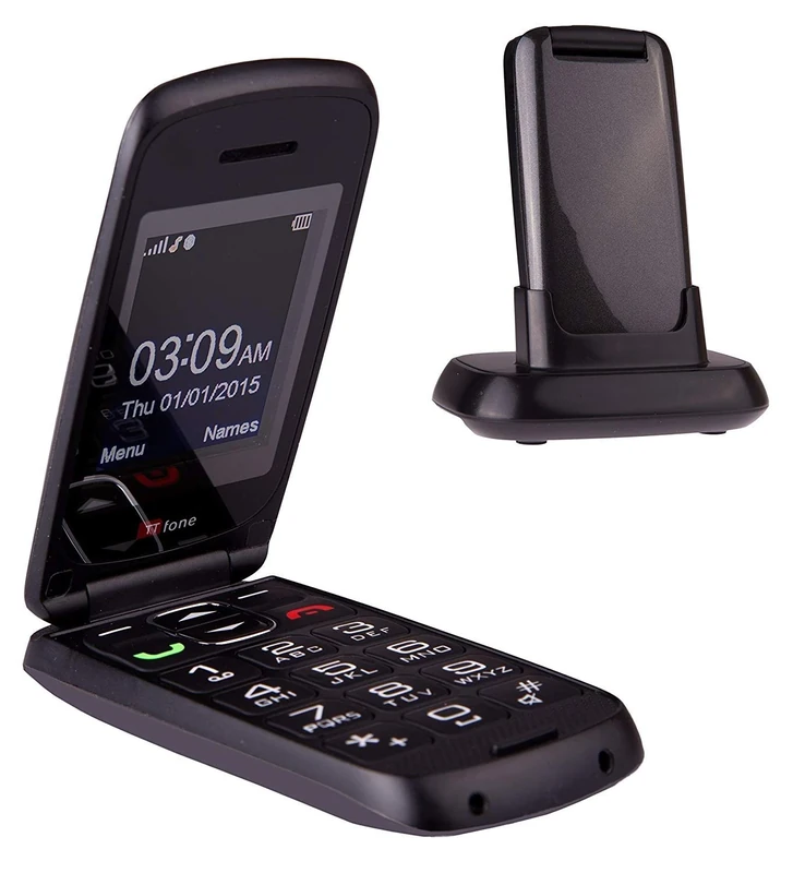 TTfone Star Big Button Simple Easy To Use Flip Mobile Phone Pay As You Go (Grey, Vodafone with £20 Credit)