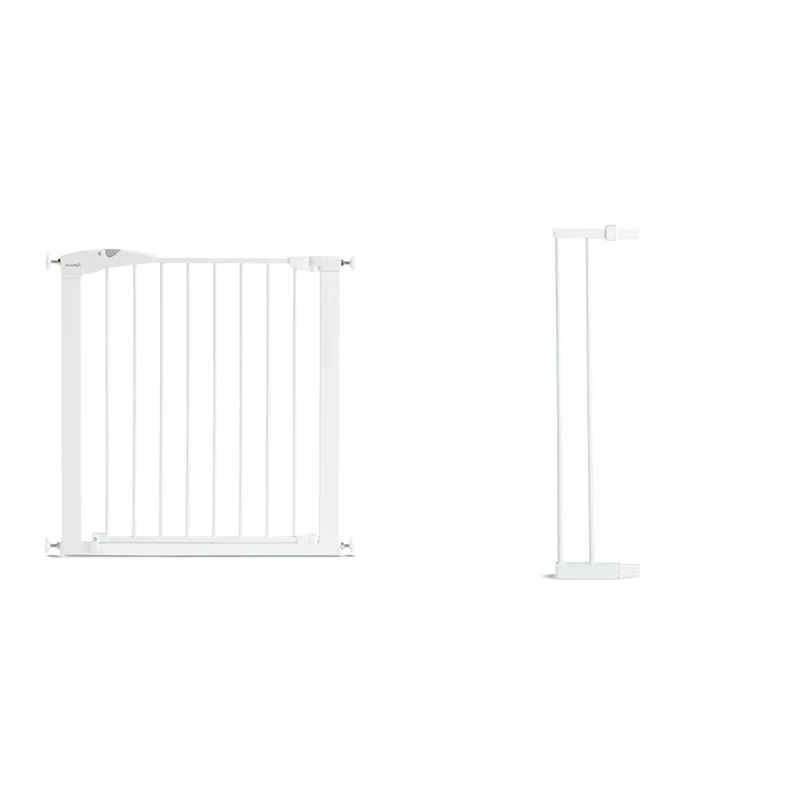 Munchkin Maxi Secure Pressure Fit Gate for Toddlers, Babies & Dogs - Safety Gate for Stairs & Doorways, Easy Install No-Screws,Bundle of Gate and 7cm extension 76-96cm, White