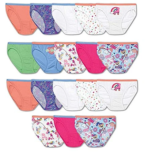 Hanes 18-Pack Girls Tagless Bikinis - Assorted Solids & Prints (8)