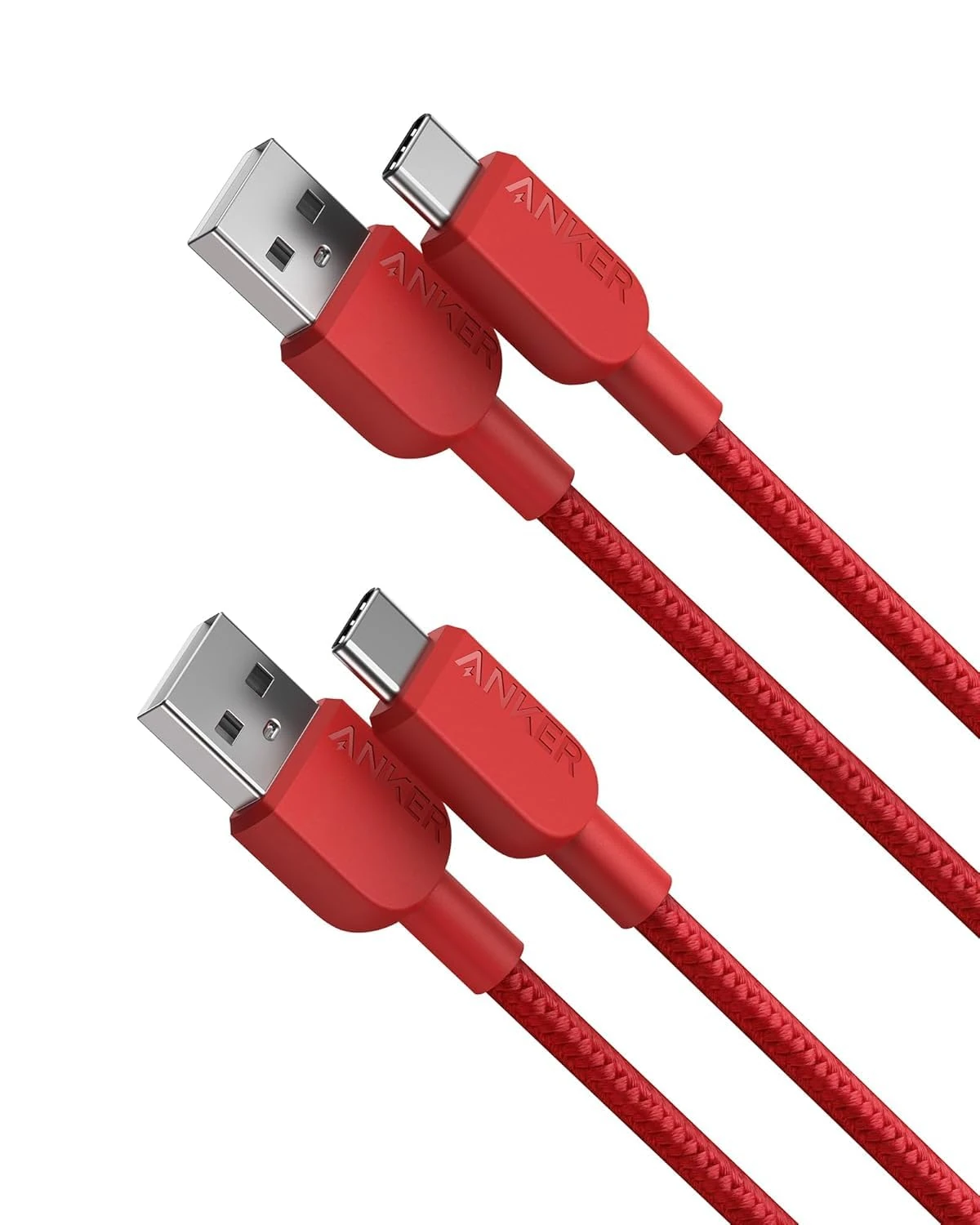 Anker Charger Cable [2 pack, 3ft], 310 USB A to Type C, Nylon Fast Charging for iPhone 17/16/15, iPad Pro, Samsung Galaxy, and More (USB 2.0, Red)