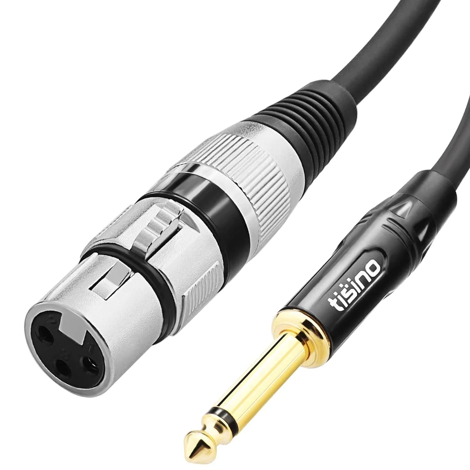 Tisino Microphone Lead XLR to Jack, Female XLR to 6.35mm Jack Mono Mic Lead Mic Cable for Dynamic Microphone - 8m