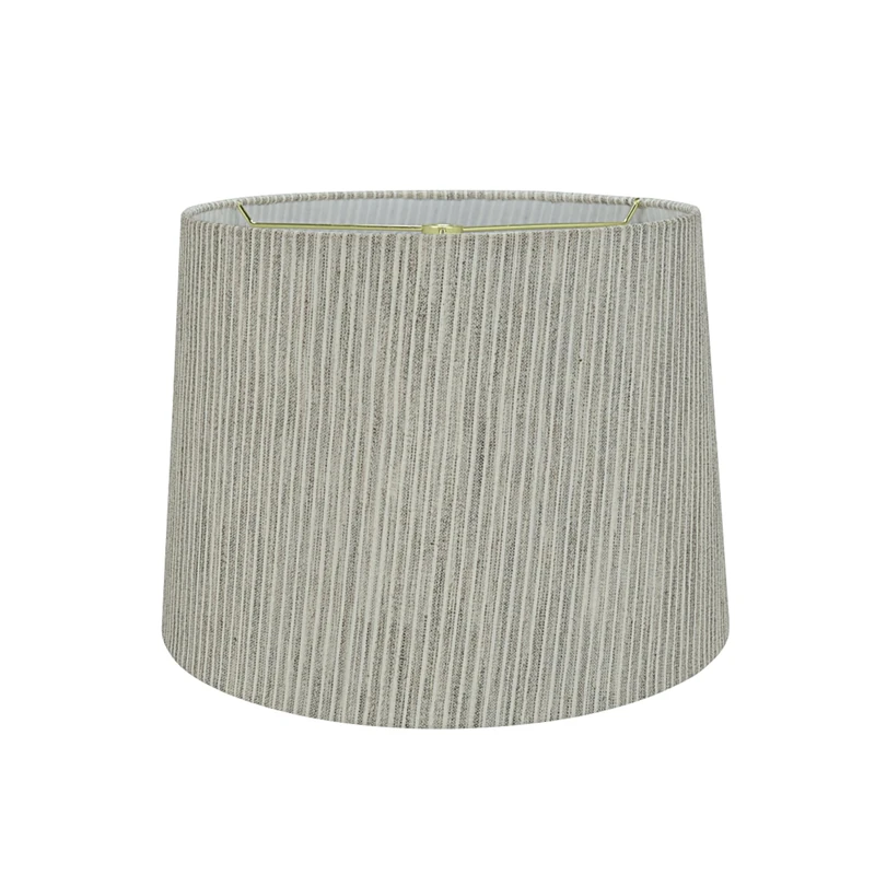 Aspen Creative Corporation Spider Lamp Shade, 12" Top x 14" Bottom x 10" Slant Height, Fabric, Light Grey Striped