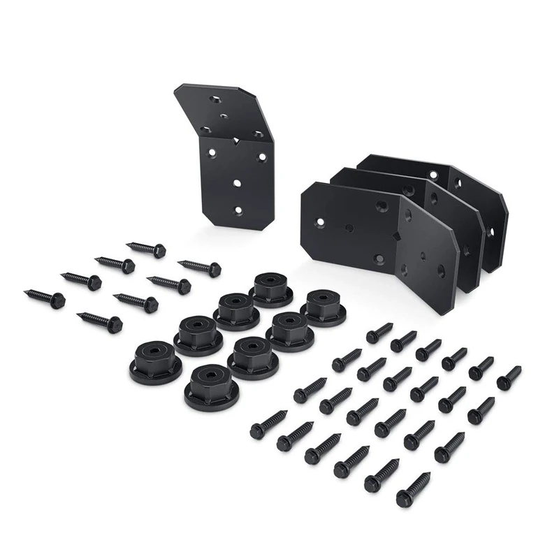 Ozco Building Products 51768 Ironwood 4-inch Flush Inside 45-degree Angle Bracket, (4 per Pack), Black