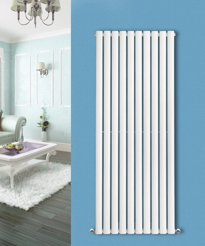 NRG 1600x590 Vertical Column Radiator White Designer Single Oval Panel Rads for Kitchen Bathroom