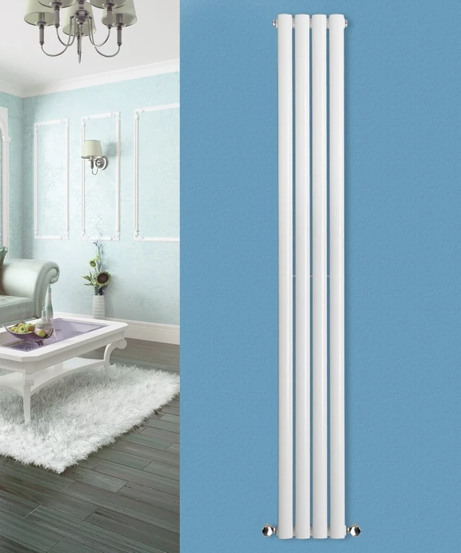 NRG 1800x236 Vertical Column Radiator White Designer Single Oval Panel Rads for Kitchen Bathroom