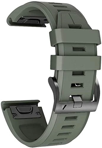 NotoCity for Garmin Fenix fenix 5x/6x pro/6x/5x Plus strap, 26mm Watch Strap for Garmin Fenix 7x/7x Pro/8 51mm, Fenix 3/3 HR Silicone Quickfit Strap(Army Green)