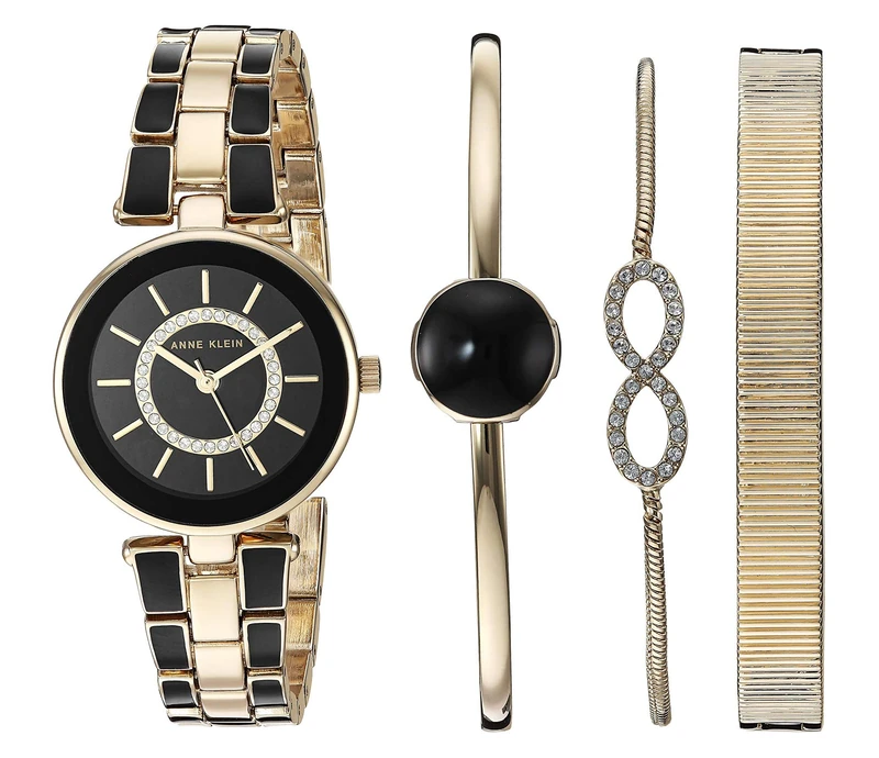 Anne Klein Women's Premium Crystal Accented Watch and Bracelet Set, AK/3286