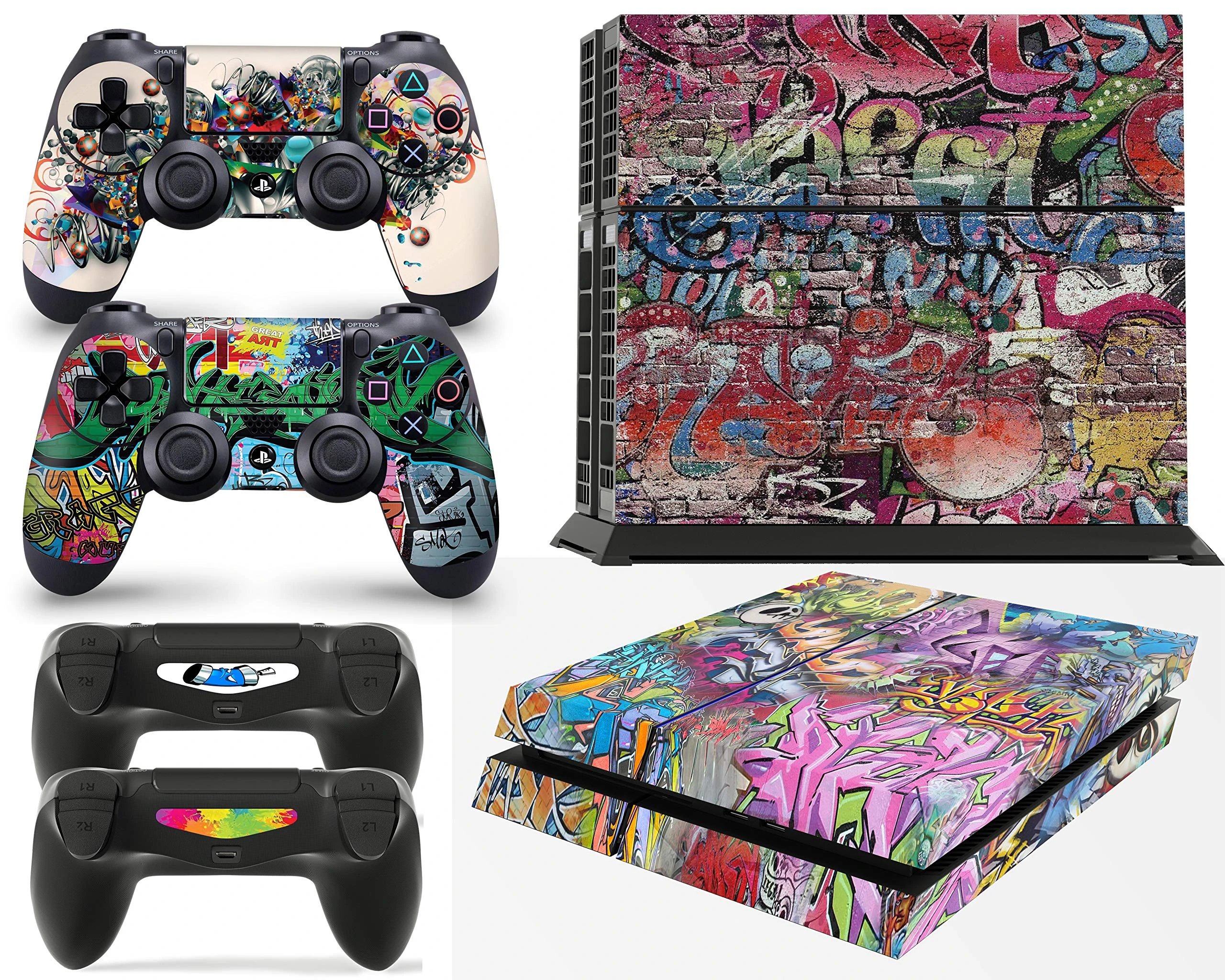 giZmoZ n gadgetZ PS4 Console GRAFFITI Skin Decal Vinal Sticker + 2 Controller Skins Set