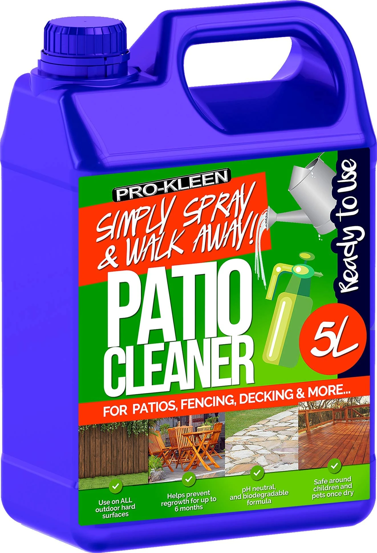 Pro-Kleen Patio Cleaner Garden Pressure Pump Sprayer With Brass Lance - Spare Seal Kit & Ultima-Plus Patio Cleaner 5L - For Weed Killer, Pesticides, Herbicides, Insecticides, Fungicides (3 Litres)