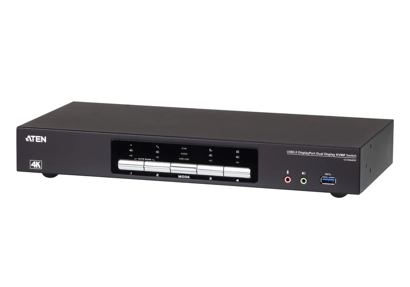 ATEN 4K USB 3.0 Dual Display KVMP Switch 4 Port CS1944DP (4096 x 2160 @ 60Hz and 3840 x 2160 @ 60Hz; 2-Port USB 3.1 Gen 1 hub, 5 Gbps) Supports MST UK | #1 KVM Market Leader
