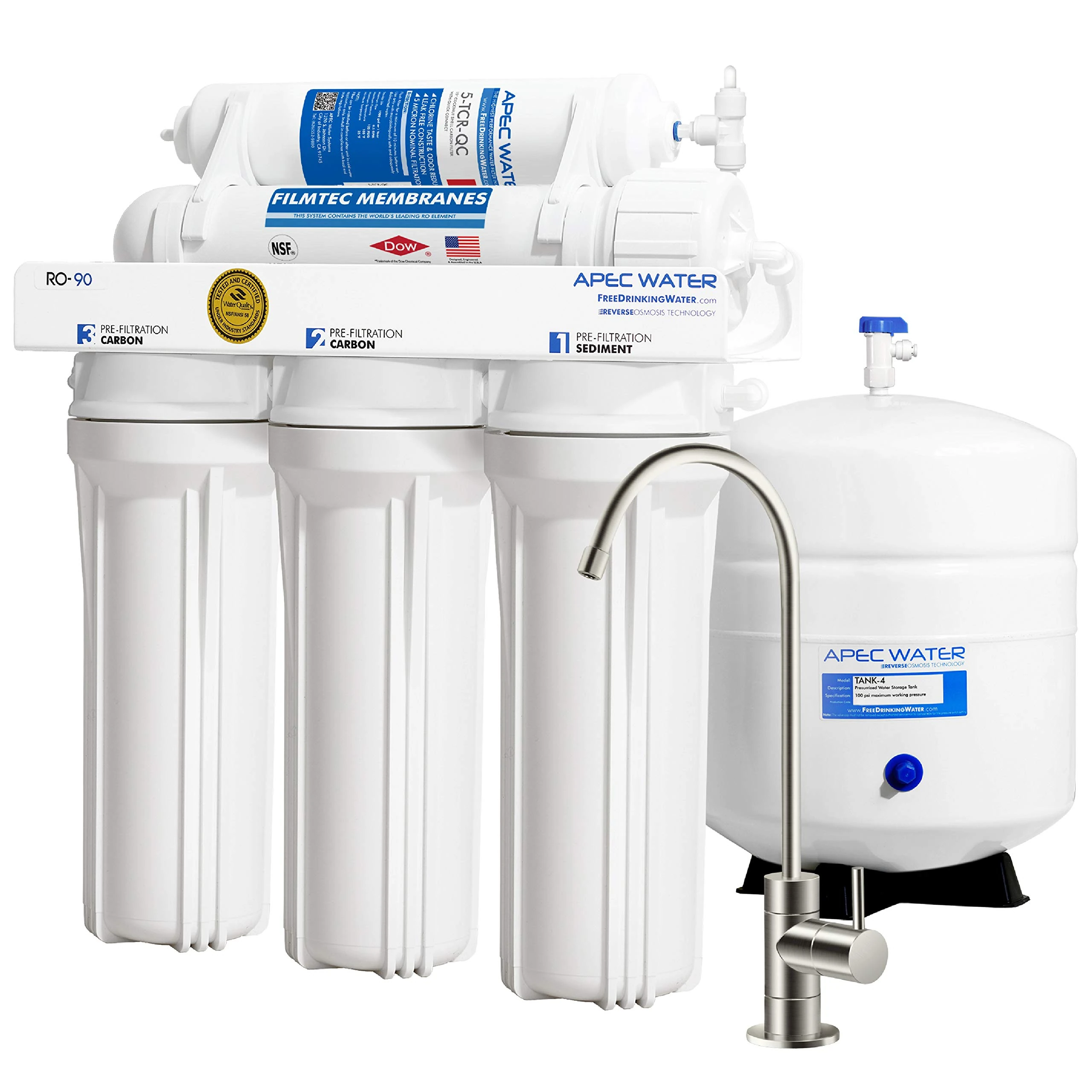 APEC Top Tier Supreme Certified High Output 90 GPD Ultra Safe Reverse Osmosis Drinking Water Filter System (ULTIMATE RO-90(B))