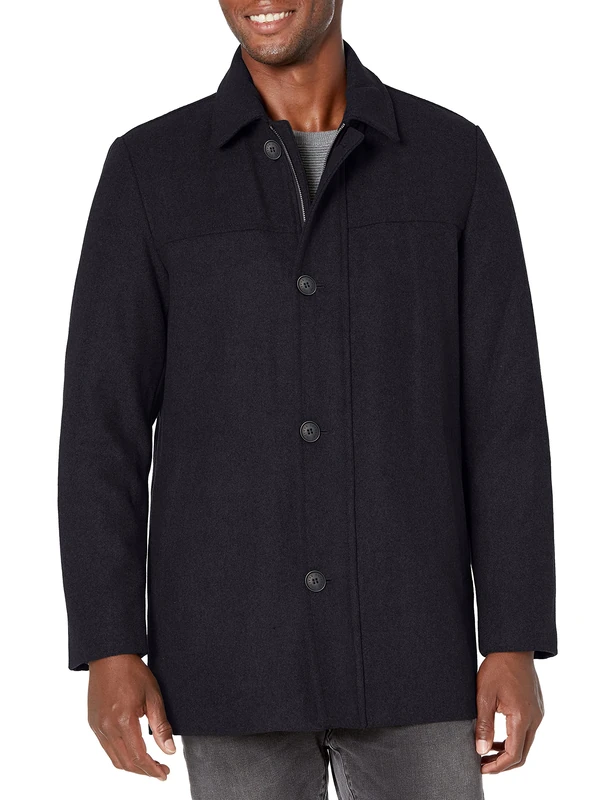 Dockers Men's Weston Wool Blend Coat with Scarf (Regular and Big & Tall), Navy, L