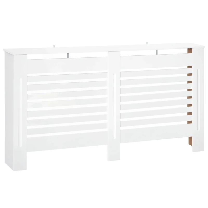 HOMCOM Radiator Cover, Modern MDF White Painted Cabinet with Horizontal Slats for Living Room, Bedroom, 172L x 19W x 81H cm