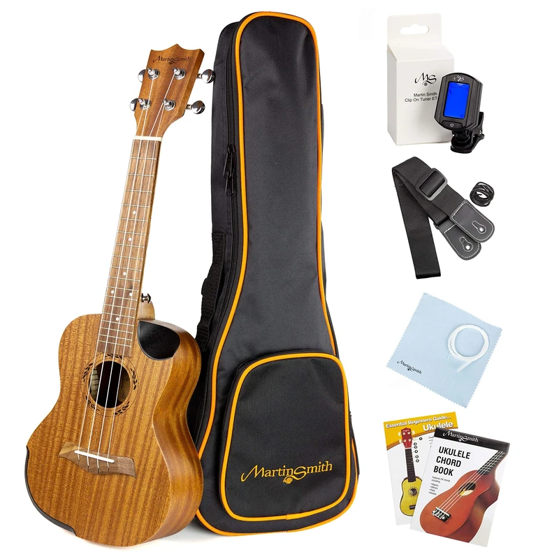 Martin Smith Premium Tenor Ukulele with Tuner, Padded Bag & Spare Aquila Strings