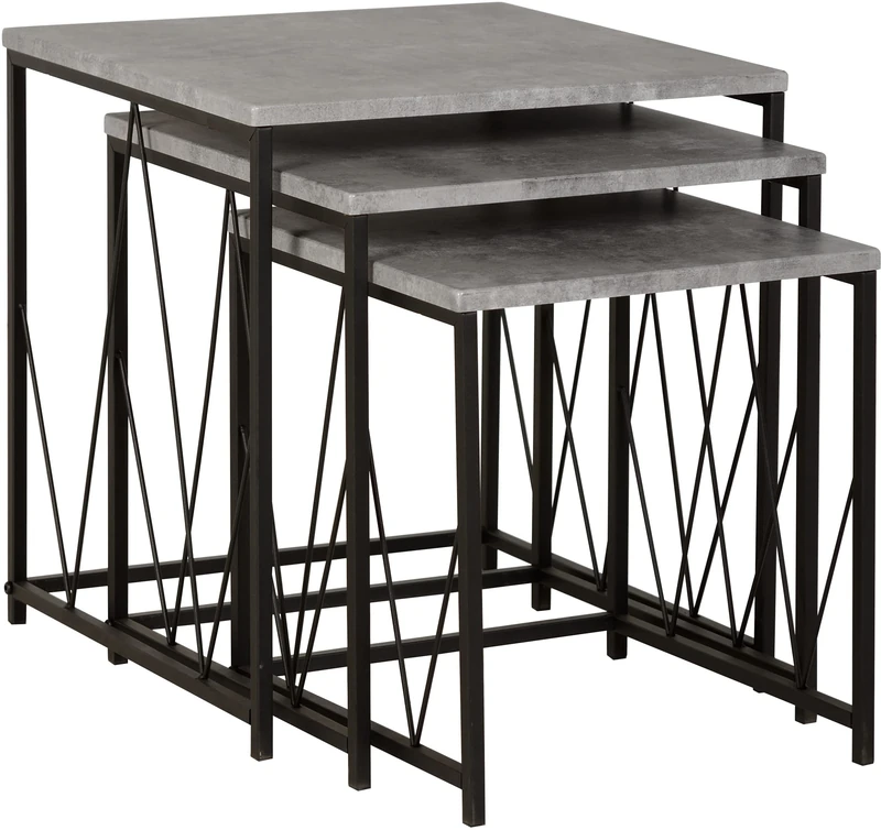 Seconique Athens Square Nest Of Tables in Concrete Effect