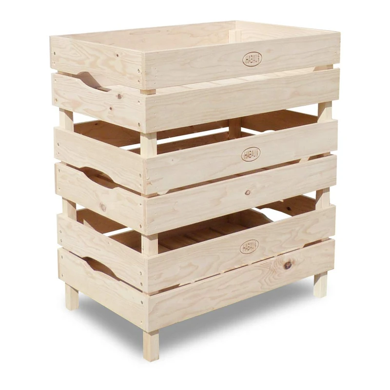 Habau Set of 3 Storage Boxes, Hemlock fir, Natural, 45 x 30 x 19 cm