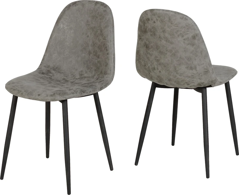 Seconique Athens Dining Chair Set of 2 in Grey Pu