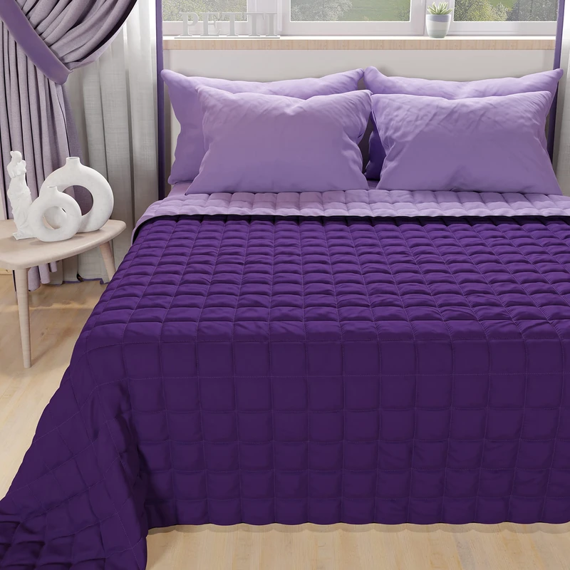 PETTI Artigiani Italiani Summer Bedspread, Soft Bed Cover, Microfiber, 100% Made in Italy, Purple/Fuchsia, Super King (260x270 cm)