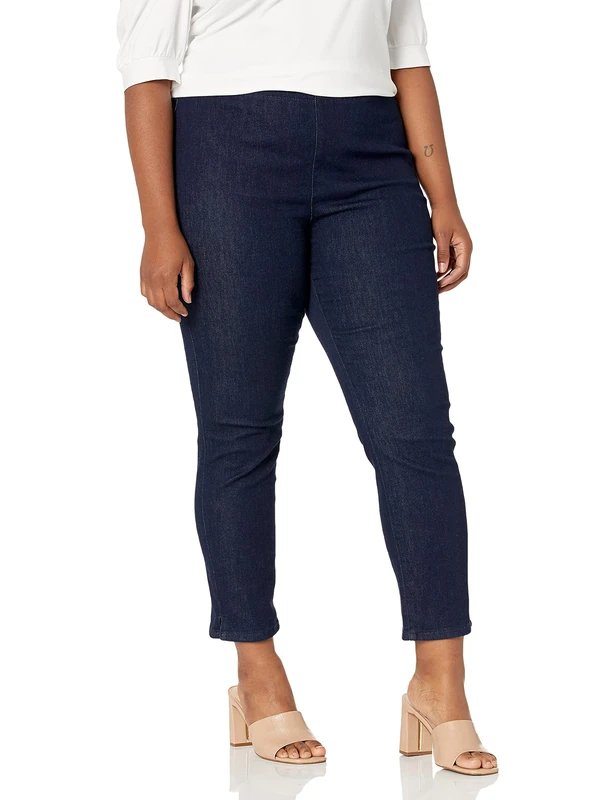 NYDJ Women's Plus Size Pull on Skinny Ankle Jean with Side Slit, Rinse, 24