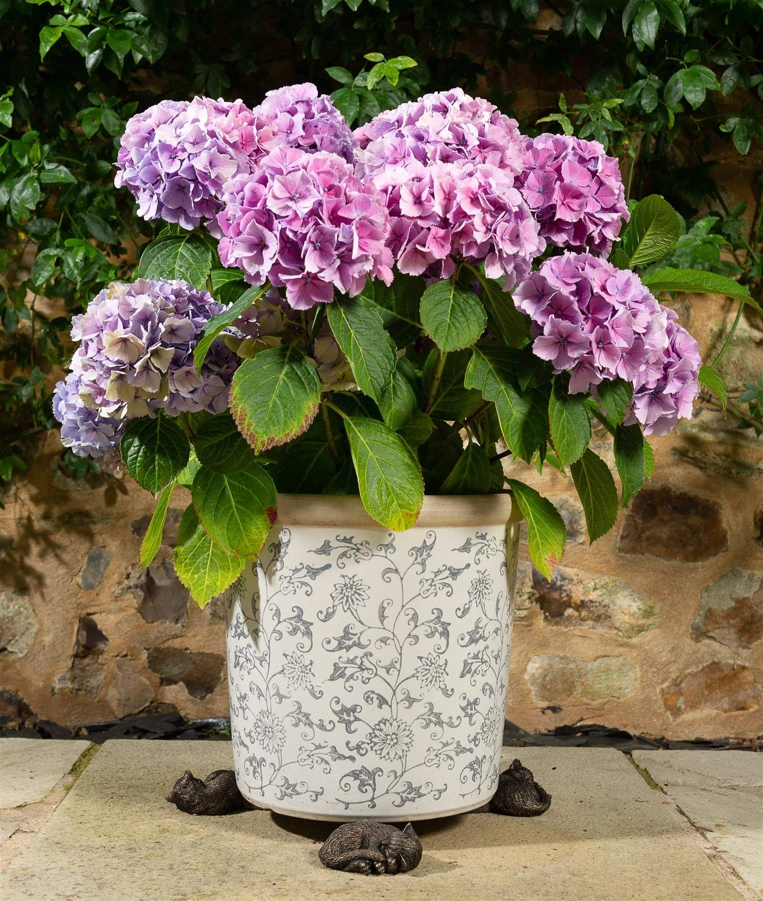 Potty Feet Sleeping Cat Curled Up Figures Plant Pot Feet - Planter Support - Handmade Decorative Ornaments - 3pcs