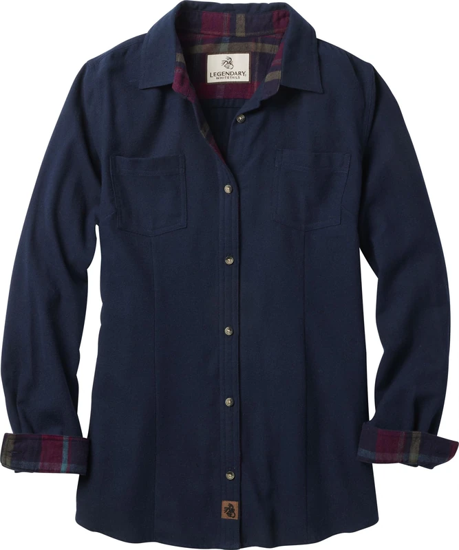 Legendary Whitetails Womens Cottage Escape Flannel Shirt, Navy Army Plaid, Large