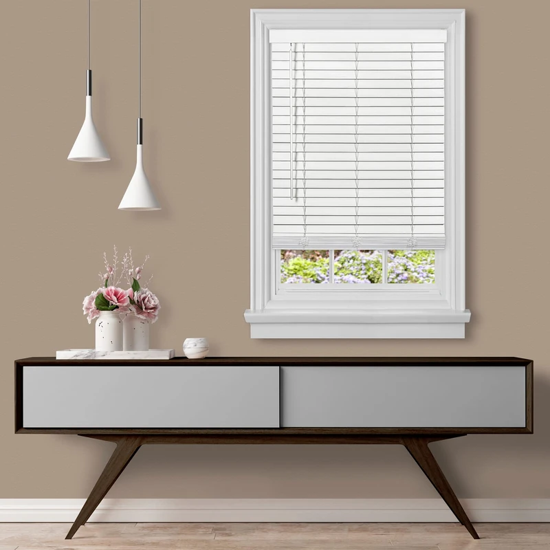 Achim Home Furnishings, White Cordless GII Madera Falsa 2" Faux Wood Plantation Blind 27" x 64",MFG227WH02 - Image 1
