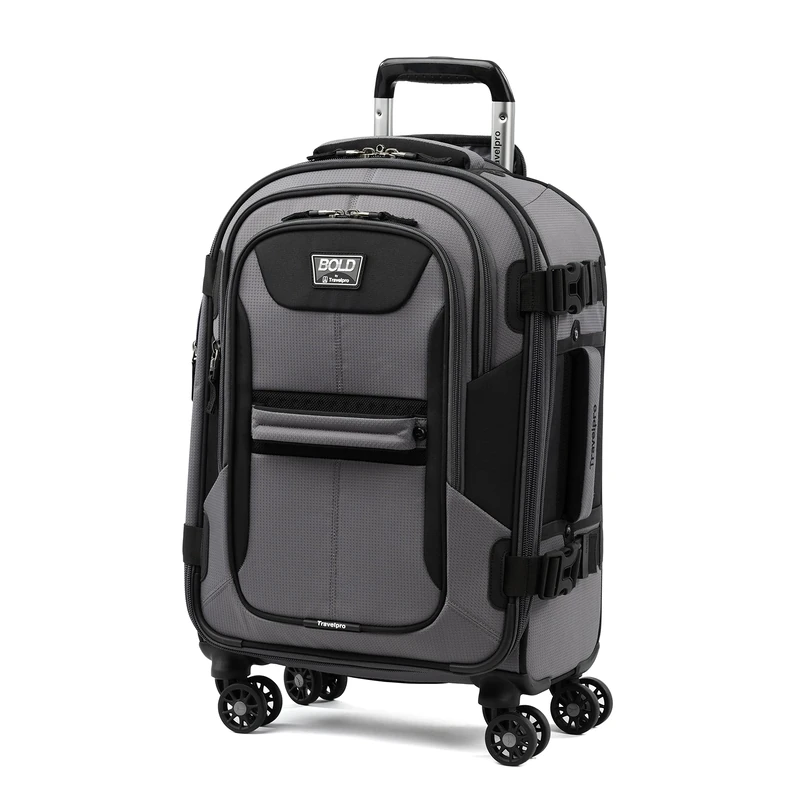 Travelpro Bold-Softside Expandable Luggage with Spinner Wheels, Grey/Black, Carry-On 21-Inch, Bold - Softside Expandable Luggage with Spinner Wheels