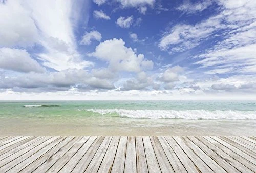 Scenolia Panoramic Poster Tapestry 4 x 2.70 m Beach Planks Design and Photo Wall XXL HD Quality