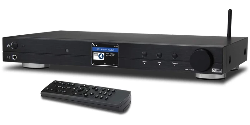 Ocean Digital WiFi Internet Radio Tuner (430 mm) WR10 DAB+/DAB/FM/Ethernet Bluetooth Receiver 2.4" TFT Colour Display with Digital Output to Connect Hi-Fi System - Black