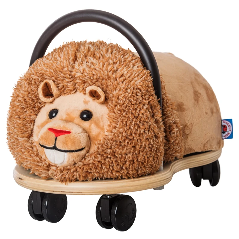 Wheelybug Toddler Wooden Ride-On Animal with Interchangeable Plush Cover, Safety Certified Developmental Toy, Small (1 - 3 Years), Plush Lion
