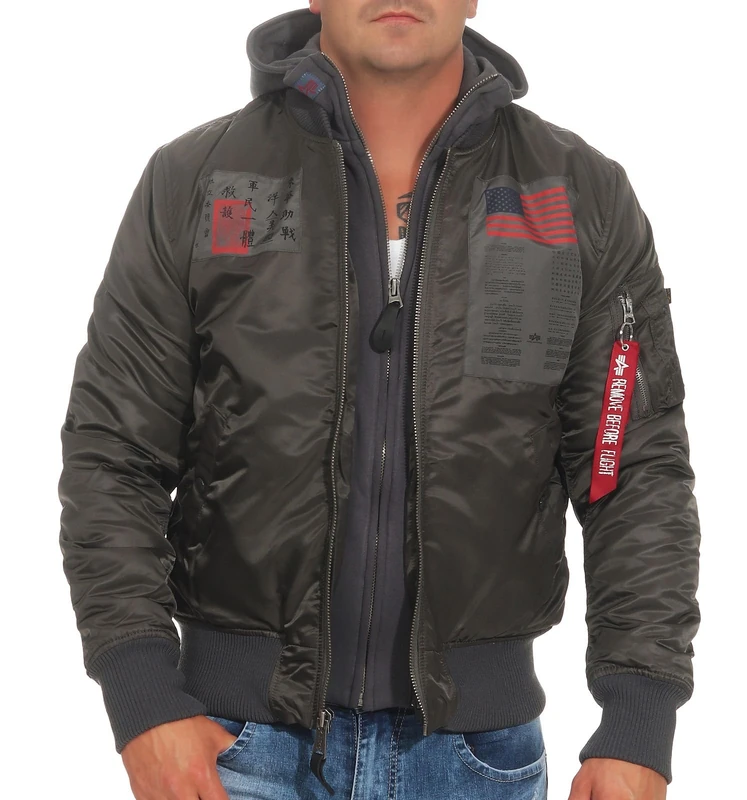 Alpha Industries MA-1 D-Tec Blood Chit bomber jacket for men Greyblack