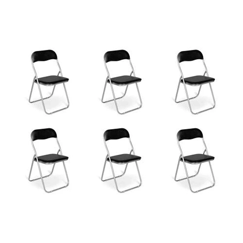 Dmora - Folding chair Marbella, Set of 6 space-saving chairs, Guest chair, Meeting seat in eco-leather, 43x47h80 cm, Black